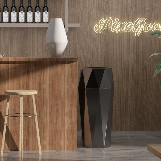 Beamnova 13 Gallon Black Diamond Style Stainless Steel Trash Can with Ashtray for Restaurant Bar Counter - Beamnovaus.com