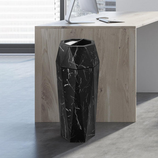 13 Gallon Black Marbling Diamond Style Office Trash Can with Ashtray - Beamnovaus.com