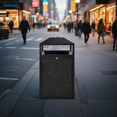 Beamnova 55 Gallon Stone Panels Heavy-Duty Outdoor Commercial Trash Can with Lockable Lid - Beamnovaus.com