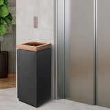 Load image into Gallery viewer, Beamnova 15 Gallon Black with Gold Frame Stainless Steel Trash Can with Ashtray Open Top for Elevator Escalator Entrance - Beamnovaus.com