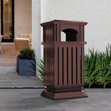 Load image into Gallery viewer, Beamnova 38 Gallon Brown Heavy Duty Outdoor Trash Can with Locking Lid and Ashtray for Corridor Courtyard - Beamnovaus.com
