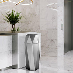 Beamnova 13 Gallon Silver Diamond Style Stainless Steel Trash Can with Ashtray for Hotel Lobby - Beamnovaus.com