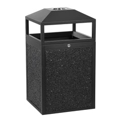 Beamnova 55 Gallon Stone Panels Heavy-Duty Outdoor Commercial Trash Can with Lockable Lid for Plaza Pedestrian Mall - Beamnovaus.com
