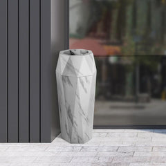 Beamnova 13 Gallon White Marbling Diamond Style Stainless Steel Trash Can with Ashtray for Couryard Corridor - Beamnovaus.com
