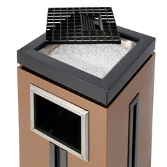 15 Gallon Stainless Steel Trash Can with Ashtray for Office Bronze Gold with Black Accents