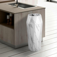 Beamnova 13 Gallon White Marbling Diamond Style Stainless Steel Trash Can with Ashtray for Restaurant Bar Counter - Beamnovaus.com
