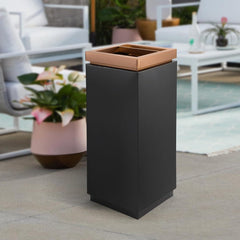 Beamnova 15 Gallon Black with Gold Frame Stainless Steel Office Trash Can with Ashtray Open Top - Beamnovaus.com