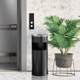 Load image into Gallery viewer, Beamnova 30L/8 Gallon Black Stainless Steel Office Trash Can with Ashtray for Elevator Escalator Entrance - Beamnovaus.com