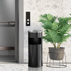 Beamnova 30L/8 Gallon Black Stainless Steel Office Trash Can with Ashtray for Elevator Escalator Entrance - Beamnovaus.com