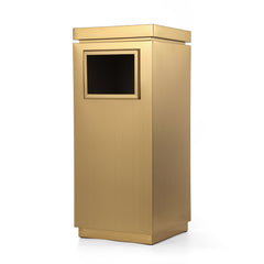 17 Gallon Gold Rectangular Stainless Steel Trash Can with Ashtray for Office and Workspaces