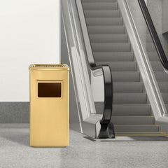 Beamnova 13 Gallon Gold Stainless Steel Trash Can with Ashtray for Elevator Escalator Entrance - Beamnovaus.com