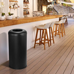 Beamnova 90L/24 Gallon Matte Black Round Stainless Steel Kitchen Trash Can Open Top Commercial Indoor Waste Bin - Beamnovaus.com