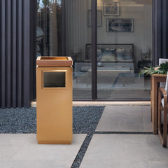 Beamnova 15 Gallon Rose Gold Stainless Steel Trash Can with Ashtray for Couryard Corridor - Beamnovaus.com