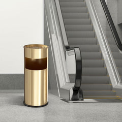 Beamnova 30L/8 Gallon Gold Stainless Steel Trash Can with Ashtray for Elevator Escalator Entrance - Beamnovaus.com