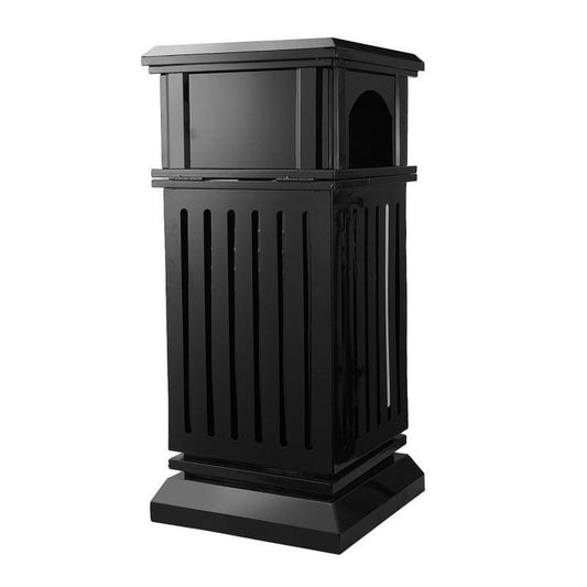 Beamnova 38 Gallon Black Heavy Duty Outdoor Trash Can with Locking Lid and Ashtray for Park Green Area - Beamnovaus.com