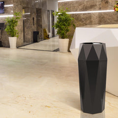 Beamnova 13 Gallon Black Diamond Style Stainless Steel Trash Can with Ashtray for Hotel Lobby - Beamnovaus.com