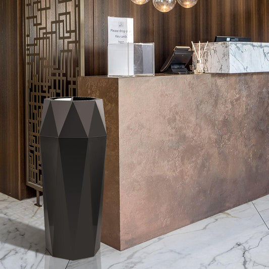 Beamnova 13 Gallon Black Diamond Style Stainless Steel Trash Can with Ashtray for Hotel Lobby - Beamnovaus.com