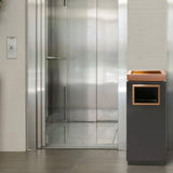 Load image into Gallery viewer, Beamnova 15 Gallon Black with Gold Frame Stainless Steel Trash Can with Ashtray for Elevator Escalator Entrance - Beamnovaus.com
