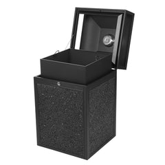 Beamnova 55 Gallon Stone Panels Heavy-Duty Outdoor Commercial Trash Can with Lockable Lid - Beamnovaus.com