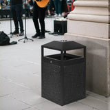Load image into Gallery viewer, Beamnova 55 Gallon Stone Panels Heavy-Duty Outdoor Commercial Trash Can with Lockable Lid - Beamnovaus.com