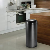 Load image into Gallery viewer, Beamnova 90L/24 Gallon Frosted Black Round Stainless Steel Kitchen Trash Can Open Top - Beamnovaus.com