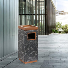 Beamnova 15 Gallon Black Marbling Stainless Steel Commercial Trash Can with Ashtray Large Garbage Enclosure with Lid - Beamnovaus.com