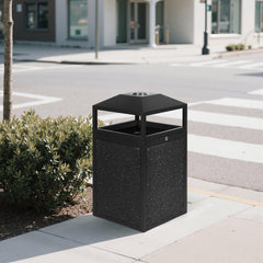Beamnova 55 Gallon Stone Panels Heavy-Duty Outdoor Commercial Trash Can with Lockable Lid - Beamnovaus.com