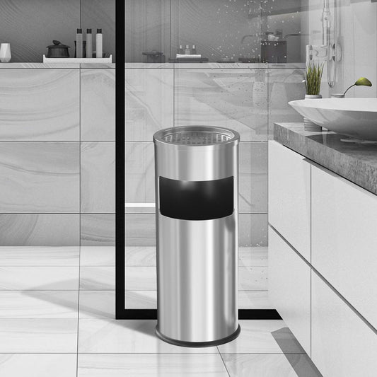 Beamnova 3 Gallon Silver Stainless Steel Round Small Bathroom Trash Can - Beamnovaus.com