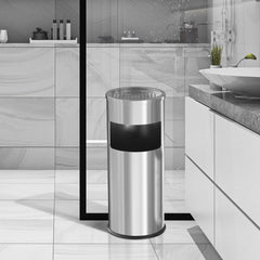 Beamnova 3 Gallon Silver Stainless Steel Round Small Bathroom Trash Can - Beamnovaus.com