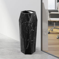 13 Gallon Black Marbling Diamond Style Office Trash Can with Ashtray - Beamnovaus.com