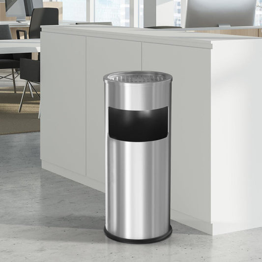 Beamnova 30L/8 Gallon Silver Stainless Steel Office Trash Can with Ashtray - Beamnovaus.com
