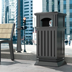 Beamnova 55 Gallon Heavy Duty Outdoor Trash Can with Locking Lid and Ashtray for Plaza Pedestrian Mall - Beamnovaus.com