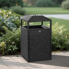 Beamnova 55 Gallon Stone Panels Heavy-Duty Outdoor Commercial Trash Can with Lockable Lid - Beamnovaus.com