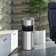 Beamnova 30L/8 Gallon Silver Stainless Steel Office Trash Can with Ashtray - Beamnovaus.com