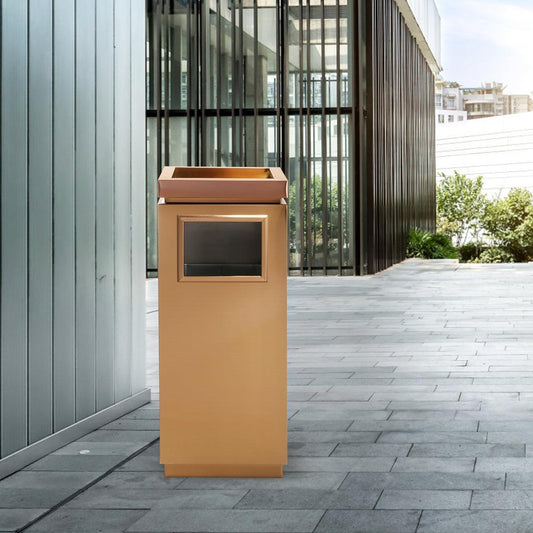 Beamnova 15 Gallon Rose Gold Stainless Steel Trash Can with Ashtray for Couryard Corridor - Beamnovaus.com