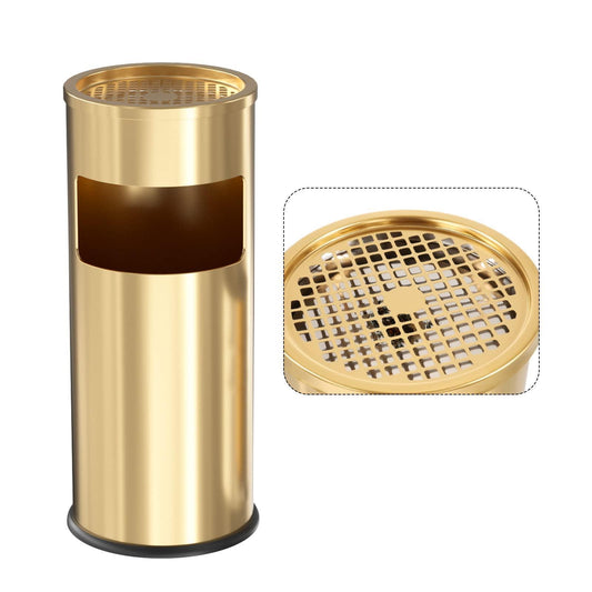 Beamnova 30L/8 Gallon Gold Stainless Steel Trash Can with Ashtray for Couryard Corridor - Beamnovaus.com