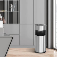Beamnova 30L/8 Gallon Silver Stainless Steel Office Trash Can with Ashtray - Beamnovaus.com