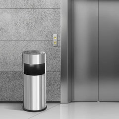 Beamnova 30L/8 Gallon Silver Stainless Steel Trash Can with Ashtray for Elevator Escalator Entrance - Beamnovaus.com