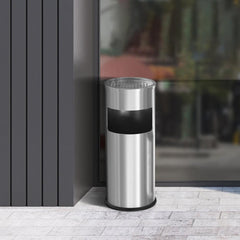 Beamnova 30L/8 Gallon Silver Stainless Steel Trash Can with Ashtray for Couryard Corridor - Beamnovaus.com