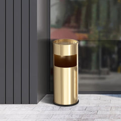Beamnova 30L/8 Gallon Gold Stainless Steel Trash Can with Ashtray for Couryard Corridor - Beamnovaus.com