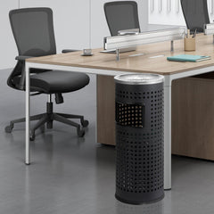Beamnova 12 Gallon Black Cutout Stainless Steel Office Trash Can with Ashtray - Beamnovaus.com