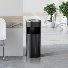 Beamnova Black Trash Can Round Stainless Steel Commercial Waste Container with Lid and Removable Inner Bucket - Beamnovaus.com
