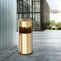 Beamnova 30L/8 Gallon Gold Stainless Steel Trash Can with Ashtray for Couryard Corridor - Beamnovaus.com