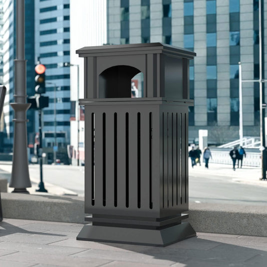 Beamnova 38 Gallon Heavy Duty Outdoor Trash Can with Locking Lid and Ashtray for Corridor Courtyard - Beamnovaus.com
