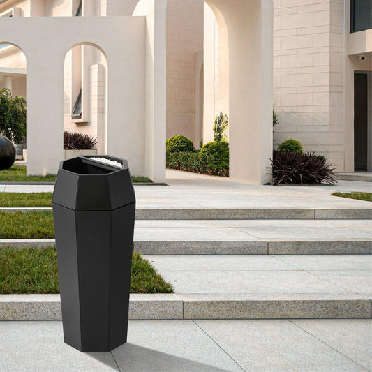 Beamnova 13 Gallon Black Diamond Style Stainless Steel Trash Can with Ashtray for Corridor Courtyard - Beamnovaus.com