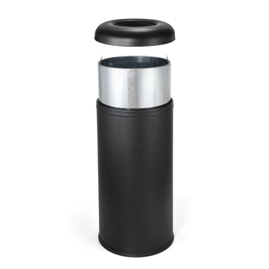 Beamnova 90L/24 Gallon Matte Black Round Stainless Steel Kitchen Trash Can Open Top Commercial Indoor Waste Bin - Beamnovaus.com