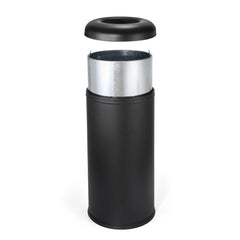 Beamnova 90L/24 Gallon Matte Black Round Stainless Steel Kitchen Trash Can Open Top Commercial Indoor Waste Bin - Beamnovaus.com