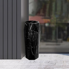 Beamnova 13 Gallon Black Marbling Diamond Style Stainless Steel Trash Can with Ashtray for Couryard Corridor - Beamnovaus.com