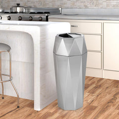 Beamnova 13 Gallon Silver Diamond Style Stainless Steel Trash Can with Ashtray for Restaurant Bar Counter - Beamnovaus.com