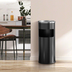 Beamnova Black Trash Can Round Stainless Steel Commercial Waste Container with Lid and Removable Inner Bucket - Beamnovaus.com